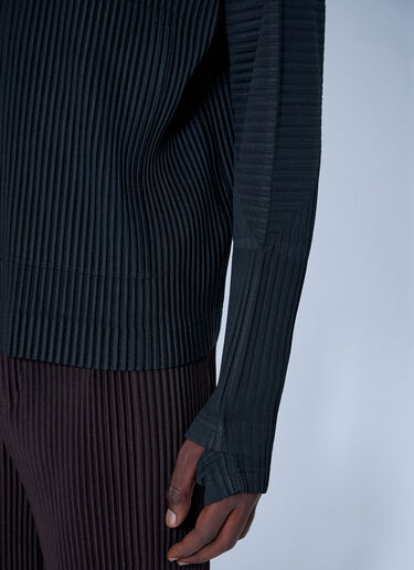 Homme Plissé Issey Miyake Pleated Half Zip Through Top Black hmp0164012