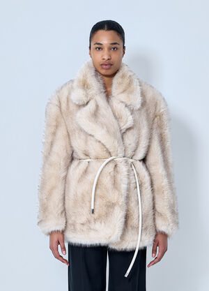 Sportmax Plush Textured Coat Beige spx0262013