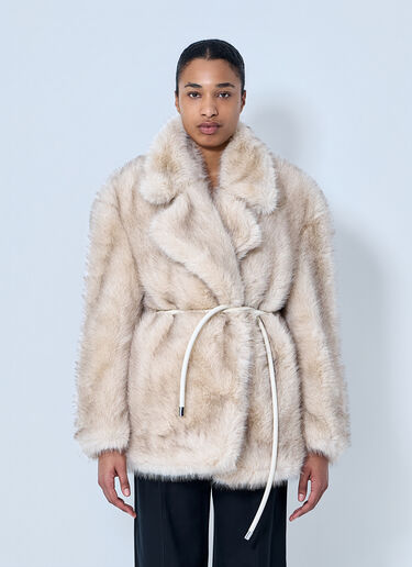 Sportmax Plush Textured Coat Beige spx0262013