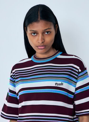 Prada Striped Crewneck T-Shirt Red pra0264007
