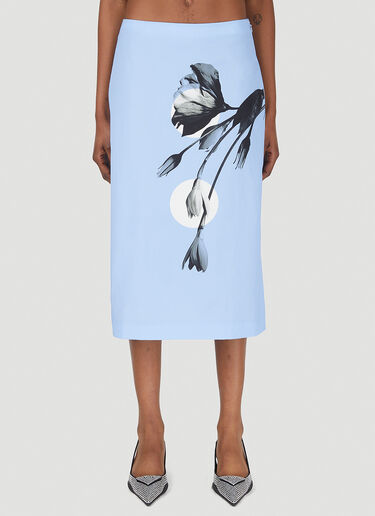 Prada Flower Print Skirt Blue pra0248007