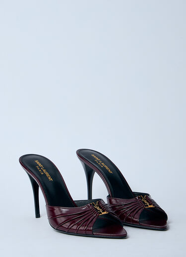 Saint Laurent Babylone Heeled Mules Burgundy sla0260031