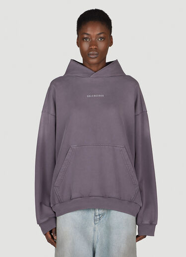 Balenciaga Medium-Fit Logo Print Hooded Sweatshirt Purple bal0254017