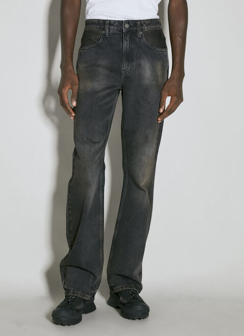 Rick Owens Stained Denim Flare Pant Black ric0154005