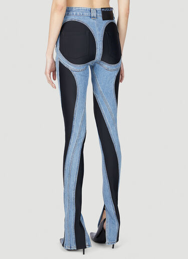 Mugler Structured Contrast Panel Jeans Blue mug0251060