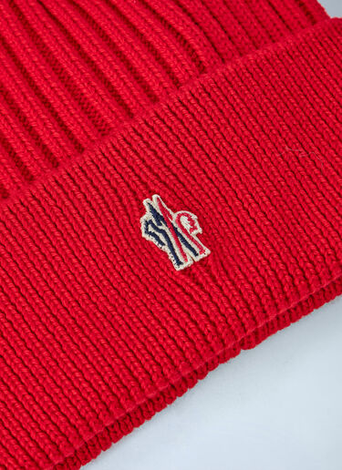LN-CC® - Moncler Grenoble: Ribbed Knit Beanie - Red Moncler Grenoble Ribbed Knit Beanie Red mog0165013