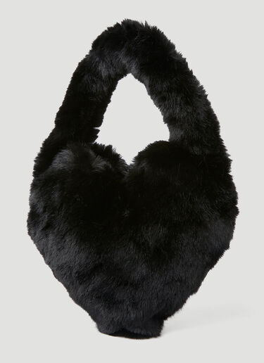 Blumarine Faux Fur Heart Handbag Black blm0250012