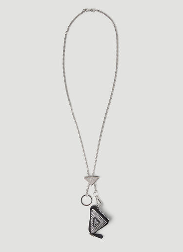Prada Crystal Pouch Necklace Silver pra0247011