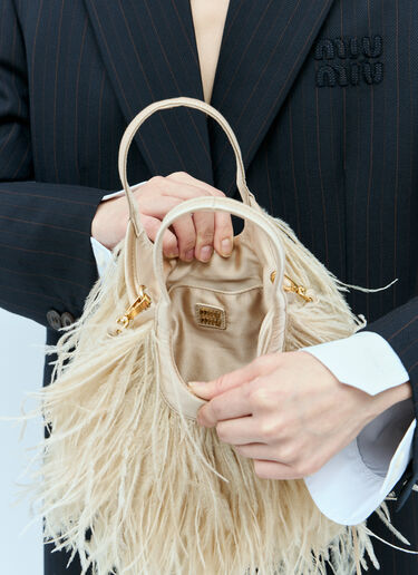 Miu Miu Feather Satin Handbag Beige miu0255030