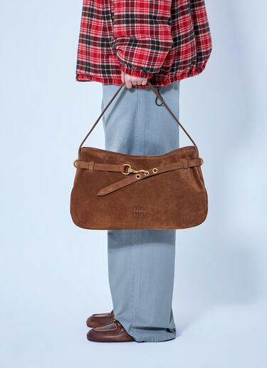 Miu Miu Medium Adventure Suede Shoulder Bag Brown miu0264201
