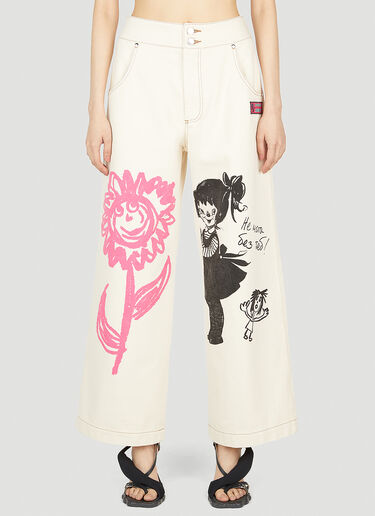 Chopova Lowena Graphic Print Jeans White cho0251007