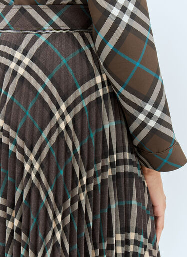 Burberry 褶裥羊毛混纺半裙  绿色 bur0257014