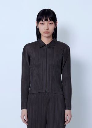 Pleats Please Issey Miyake August Pleated Jacket Brown plp0266018