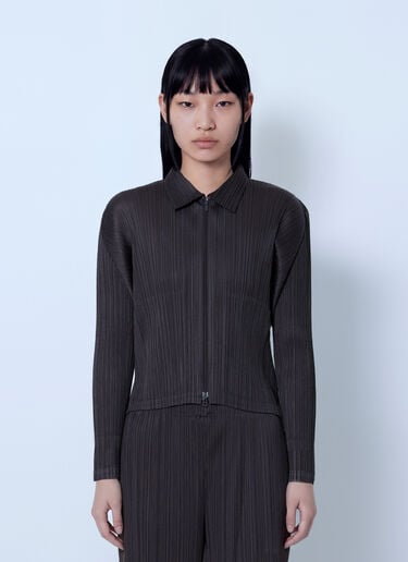 LN-CC® - Pleats Please Issey Miyake: August Pleated Jacket - Brown Pleats Please Issey Miyake August Pleated Jacket Brown plp0266018