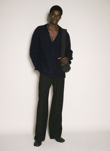 Textured Knit Cardigan Yohji Yamamoto Textured Knit Cardigan Navy yoy0158008
