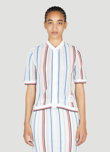 Thom Browne Striped Short Sleeve Cardigan White thb0252006