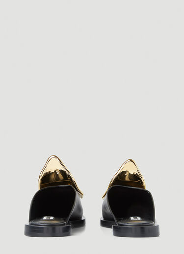 Jil Sander 해머된 메탈 장식 뮬 블랙 jil0248025