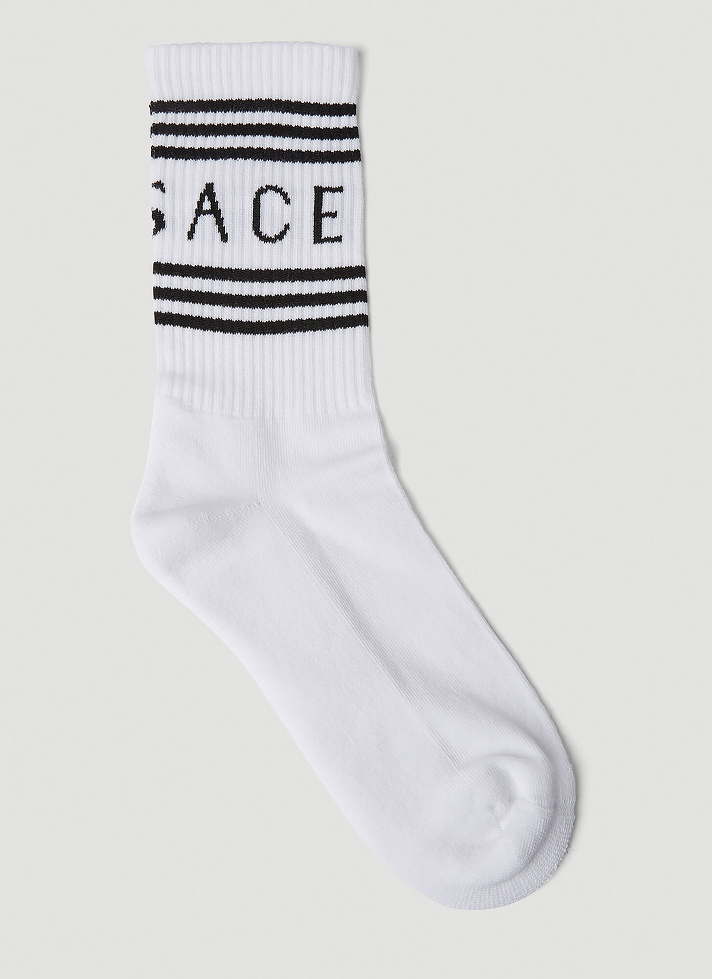 Shop Versace Intarsia Logo Socks In White