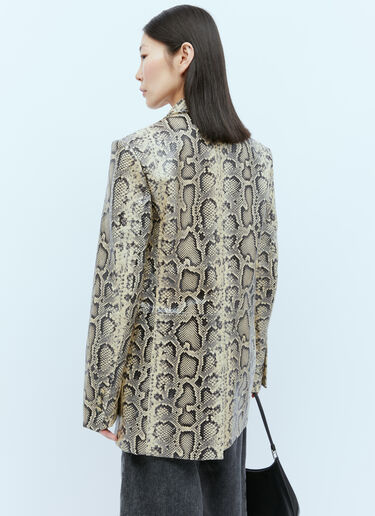 Sportmax Python-Print Oversized Leather Blazer Brown spx0254009