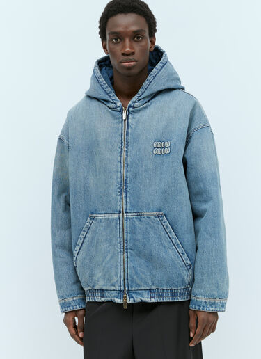 Miu Miu Denim Padded Hooded Jacket Light Blue miu0155003