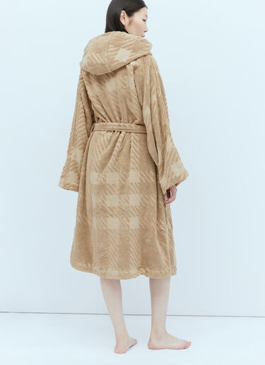 Check Cotton Jacquard Hooded Robe Burberry Check Cotton Jacquard Hooded Robe Beige bur0352001