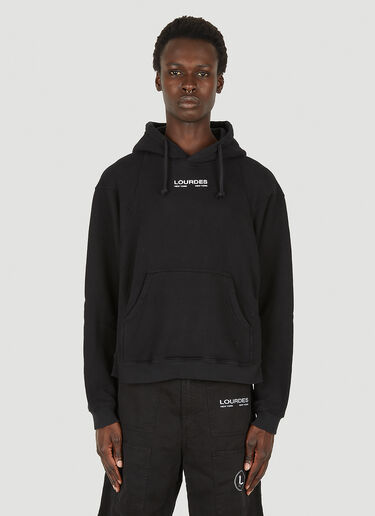 Lourdes Logo Print Basic Hooded Sweatshirt Black lou0149004