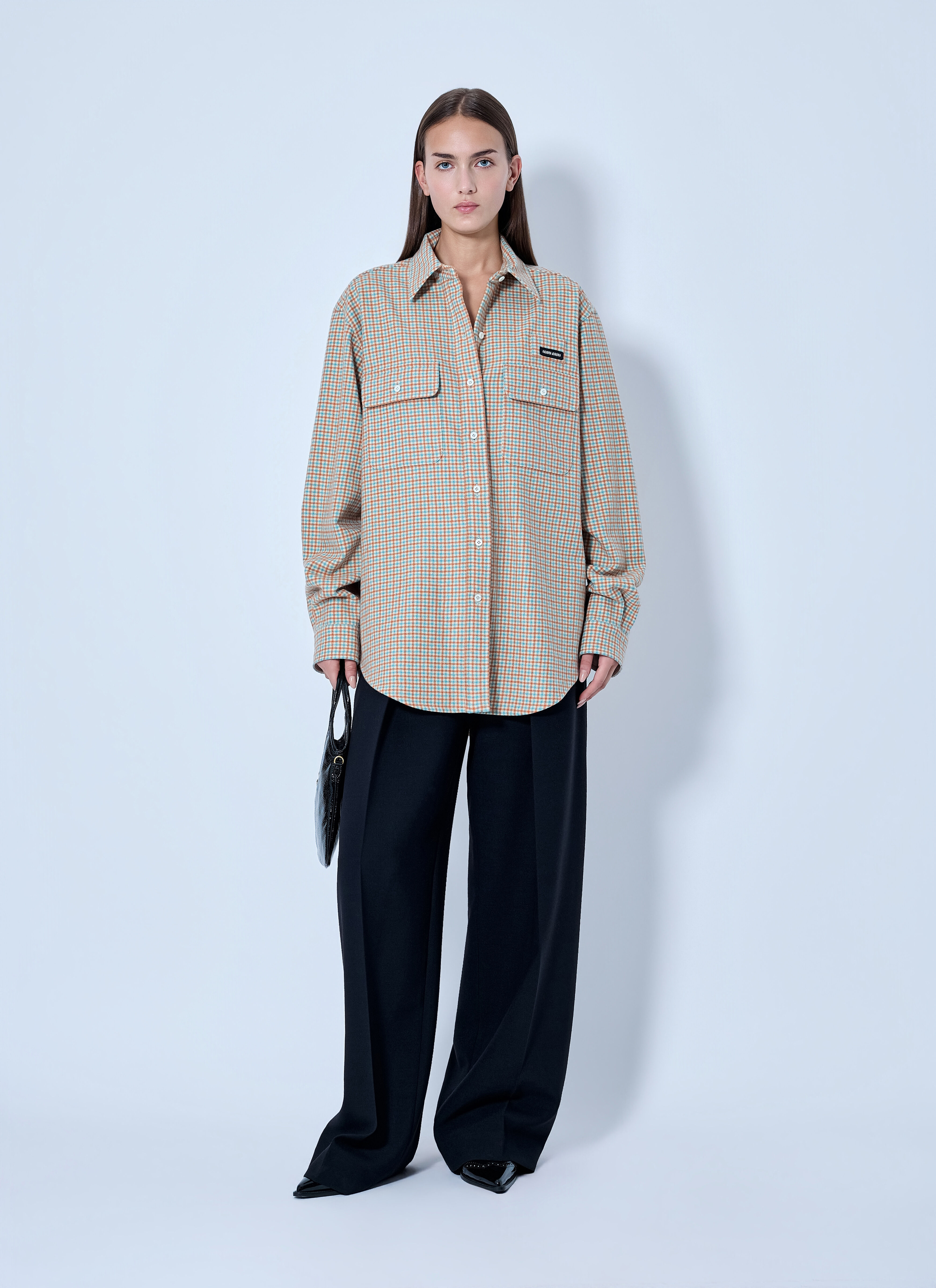 Miu Miu Women's' Checked Cotton Shirt in Orange | LN-CC®
