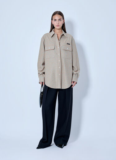 LN-CC® - Miu Miu: Checked Cotton Shirt - Orange Miu Miu Checked Cotton Shirt Orange miu0266008