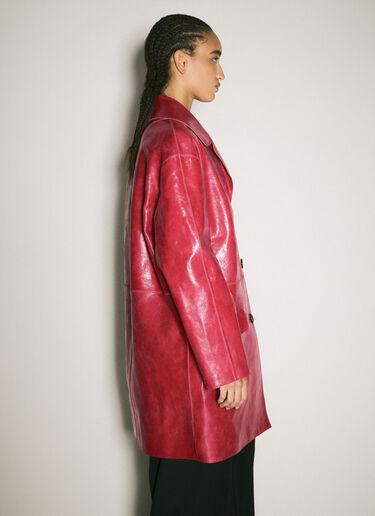 Prada Crackle Suede Coat Red pra0258011