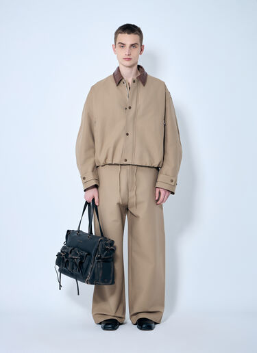 Acne Studios Twill Jacket With Leather Collar Beige acn0159002