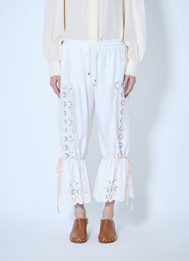 LN-CC® - Chloé: Fluid Drawstring Trousers - White Chloé Fluid Drawstring Trousers White chl0265007