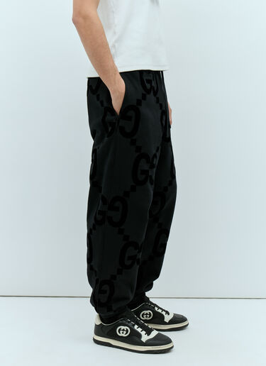 Gucci GG Flocked Print Cotton-Fleece Track Pants Black guc0155049