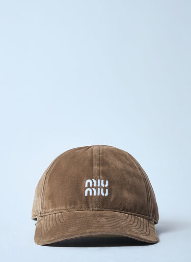 Miu Miu Velvet Baseball Cap Brown miu0359007