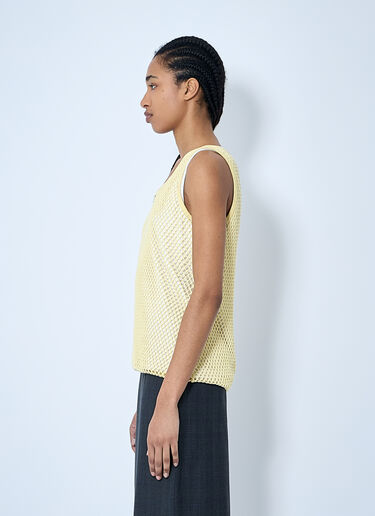 Prada Logo Plaque Open- Knit Tank Top Beige pra0260015
