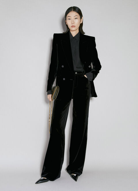 Saint Laurent Velvet Cotton Pants Black sla0253002