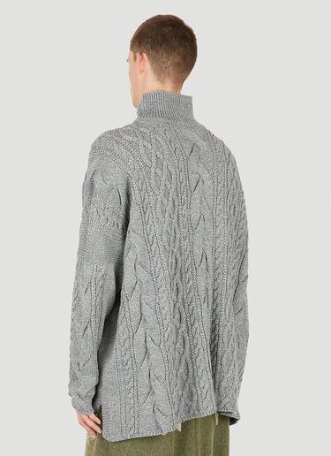 Sulvam Cable Knit Jumper Dark Grey sul0150011