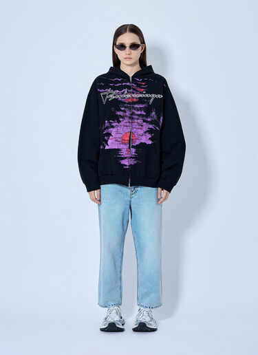 LN-CC® - Balenciaga: Printed Zip Hoodie - Black Balenciaga Printed Zip Hoodie Black bal0265017