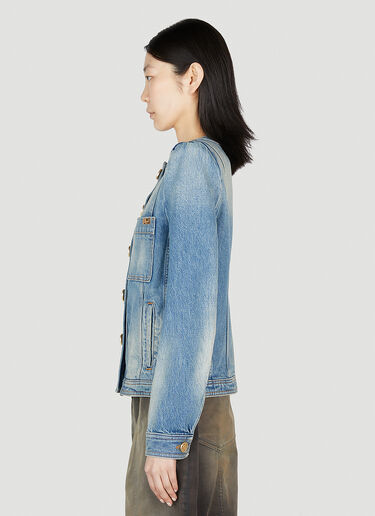 Balmain Collarless Denim Jacket Blue bln0252032