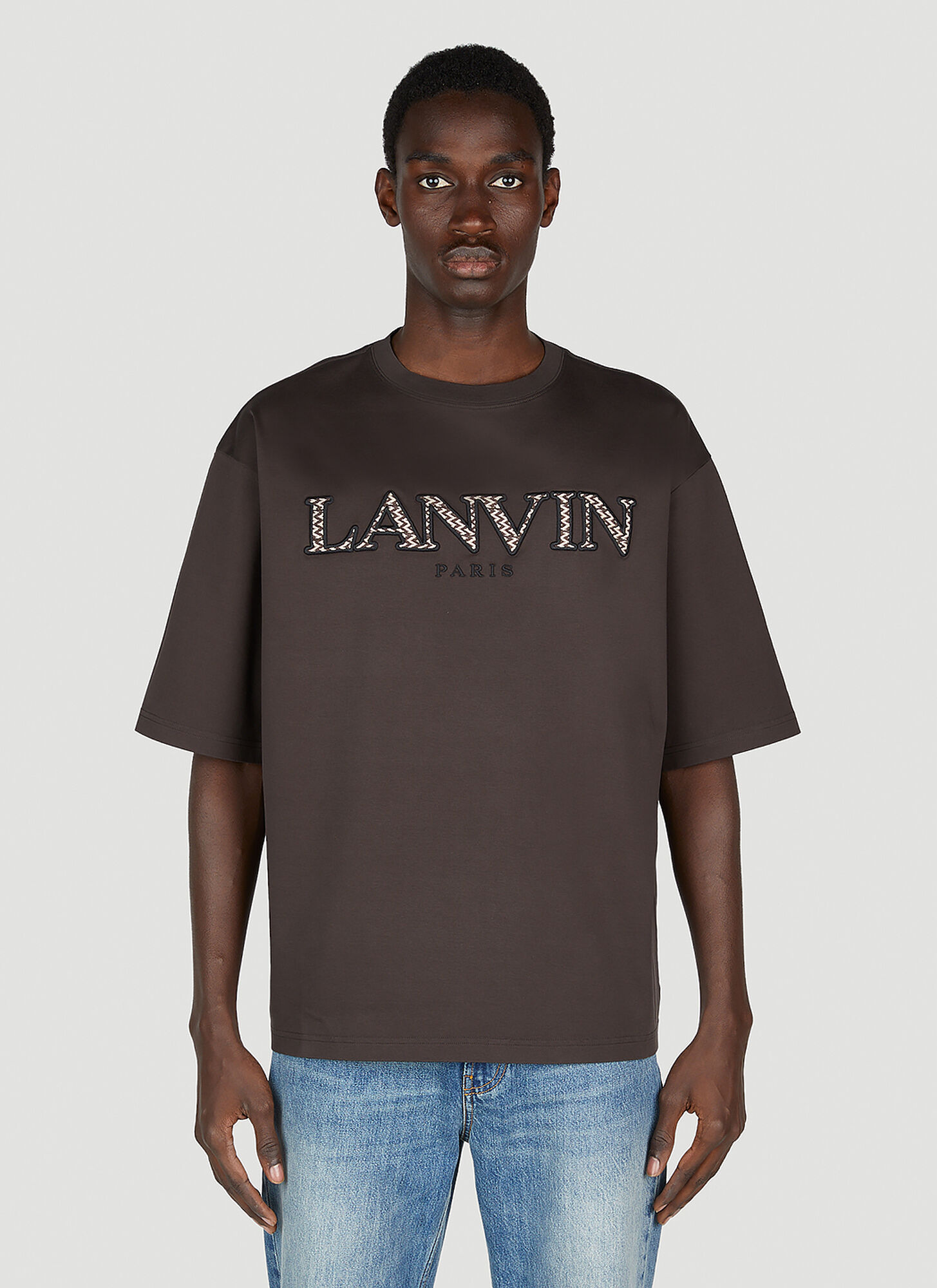 Lanvin Logo Embroidery T-shirt In Brown