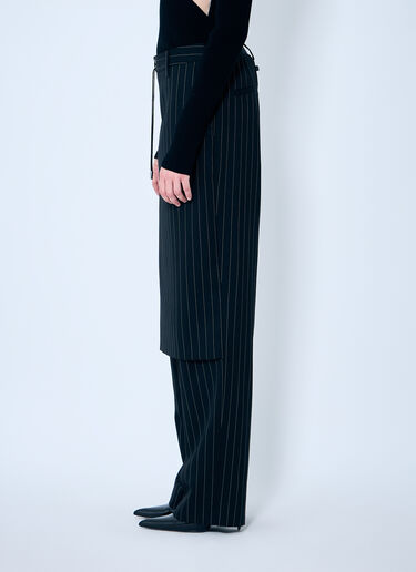 Jean Paul Gaultier Pinstriped Tailored Pants With Skirt Overlay Black jpg0259009
