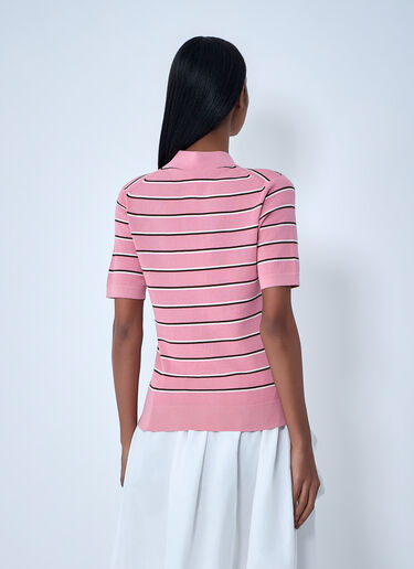 Miu Miu Striped Polo Shirt Pink miu0263055