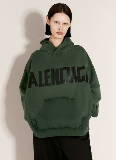 Balenciaga Ripped Pocket Hooded Sweatshirt Green bal0256005