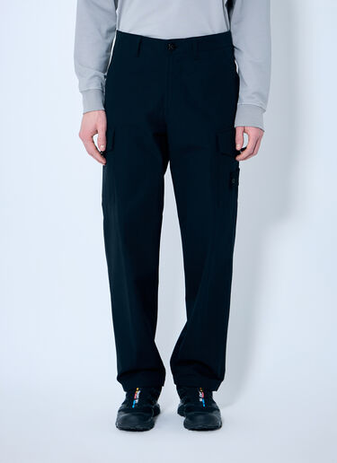 Stone Island Ghost Cotton Pants With Logo Patch Black sto0160018