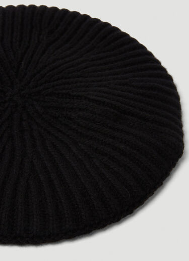 GANNI Ribbed Knit Beret Hat Black gan0250051