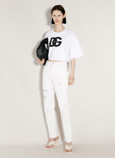Dolce & Gabbana 破洞五袋式牛仔裤 白色 dol0255007