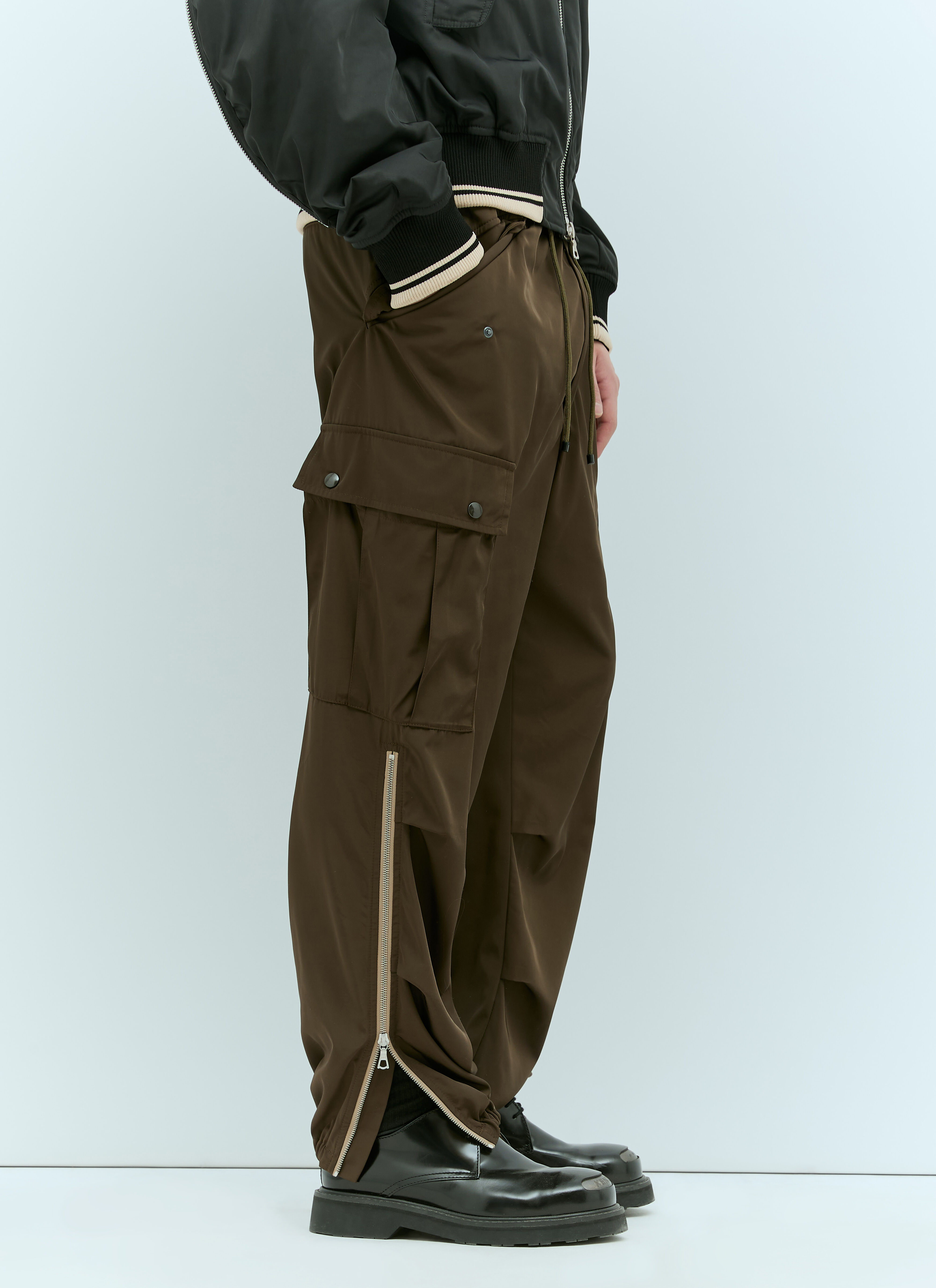 Dries Van Noten Men's' Satin Cargo Pants in Brown | LN-CC®