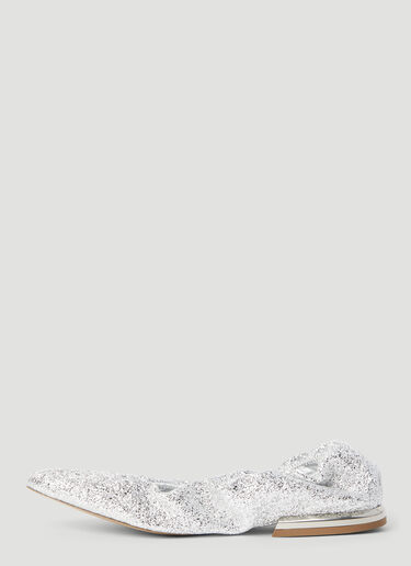 Dries Van Noten Glitter Flats Silver dvn0255003