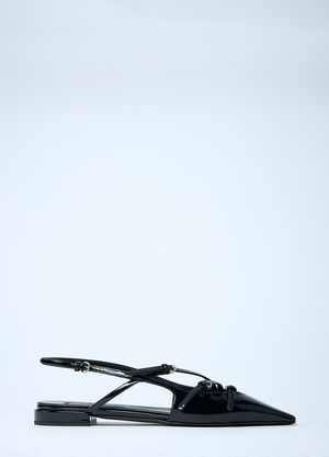 Miu Miu Patent Leather Slingback Ballerina Flats Black miu0261015