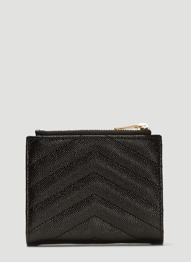 Saint Laurent Monogram Grain De Poudre Zipped Card Case Black sla0237053