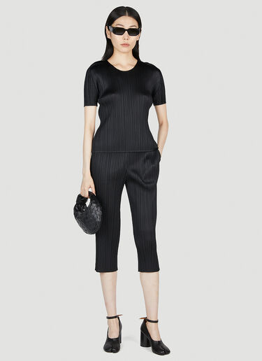 Pleats Please Issey Miyake 褶裥 U 领上衣 黑色 plp0253018